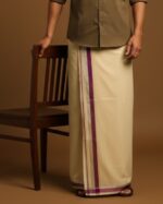 Kerala Handloom Purple Striped Dhoti