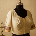 Handloom Cotton Blouse with Maroon Hand Embroidery
