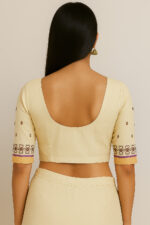 Handloom Cotton Blouse with Maroon Hand Embroidery - Image 2