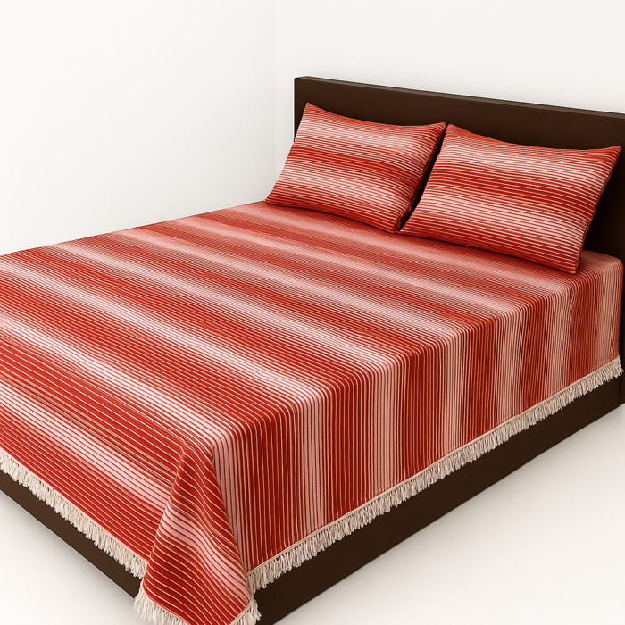 Premium Handloom Satin Cotton Finish Multicolor Bedsheet (72*90) - Image 1