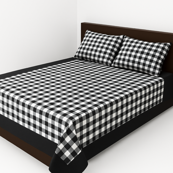 ChatGPT Image Jul 14, 2025, 02_46_41 PM Premium Handloom Cotton Check Bedsheet (80*90) - Image 1