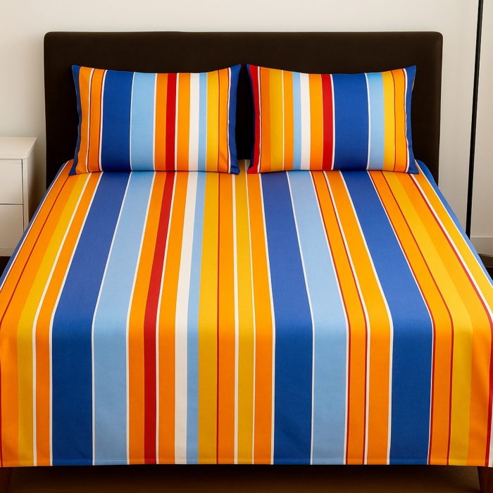 ChatGPT Image Jul 15, 2025, 03_30_00 PM Premium Handloom Satin Cotton Finish Multicolour Bedsheet - Image 1