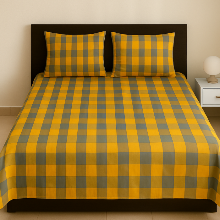 ChatGPT Image Jul 16, 2025, 03_16_06 PM Premium Handloom Cotton Multicolour Check Bedsheet (72" X 90") - Image 1