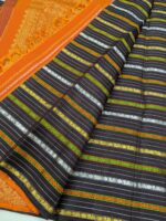 Pure Kanchi Silk Orange with Black Saree (8) - Image 2