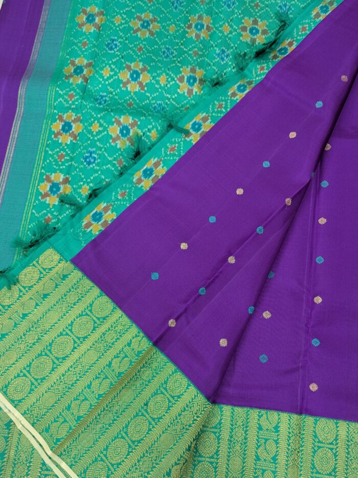 Pure Kanchi Silk Purple Saree (10) - Image 3