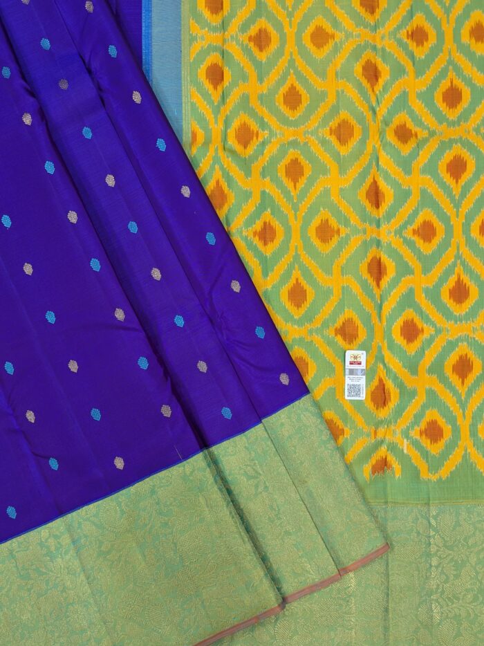 Pure Kanchipuram Silk Royal Blue Saree (7) - Image 2