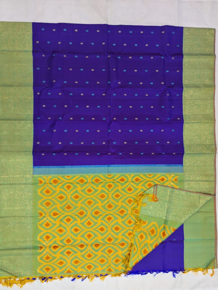 Pure Kanchipuram Silk Royal Blue Saree (7) - Image 3