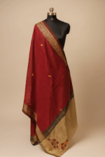 Red Cotton Silk Dupatta with Hand Embroidery (2)