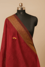 Red Cotton Silk Dupatta with Hand Embroidery (2) - Image 2