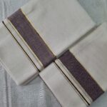 Kerala Handloom Set Mundu with Maroon Borders (43) - Image 3