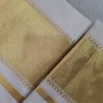 Kerala Handloom Set Mundu with Golden Kasavu Borders with Blouse (54) - Image 2