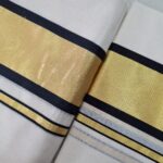 Kerala Handloom Set Mundu Black with Golden Borders (34) - Image 3