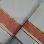 Kerala Handloom Set Mundu with Orange Borders (33) - Image 3