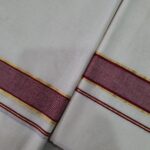 Kerala Handloom Set Mundu with Maroon Borders (30) - Image 2