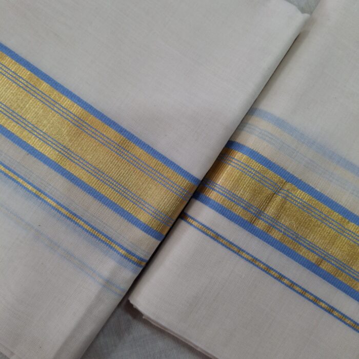 Kerala Handloom Set Mundu with Golden Borders (29) - Image 2