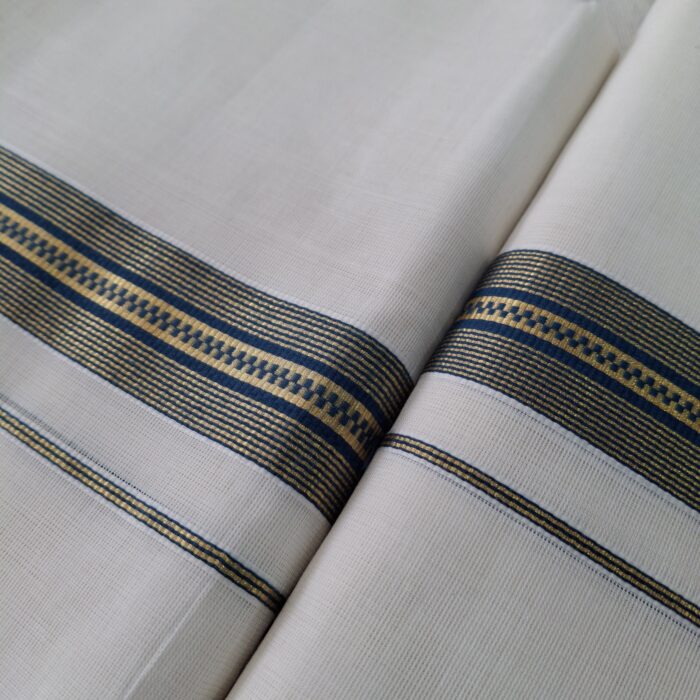 Kerala Handloom Set Mundu with Gold Borders (18) - Image 3