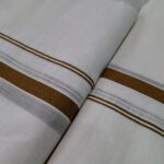 Kerala Handloom Set Mundu Light Brown Borders (10) - Image 3