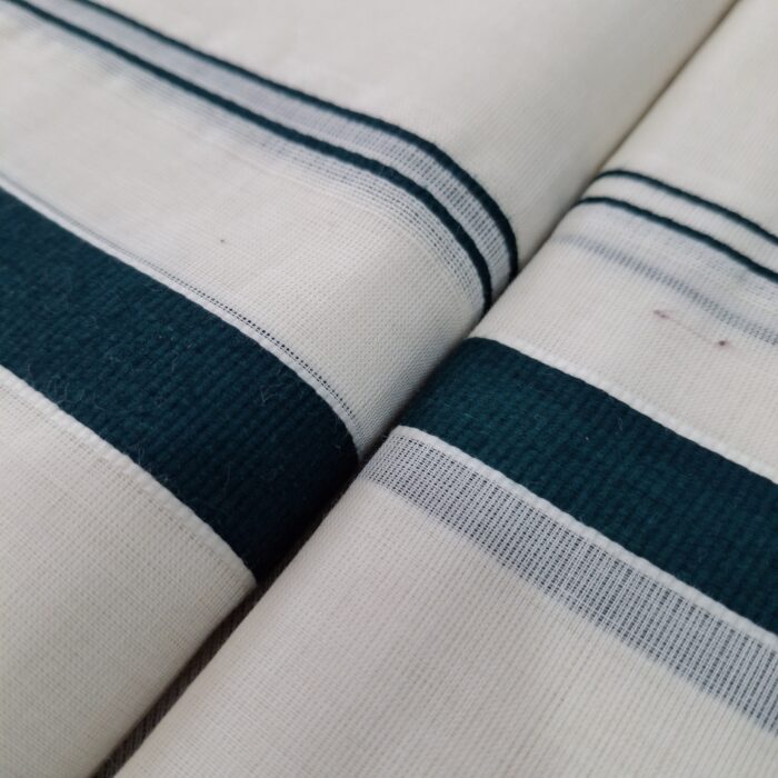 Kerala Handloom Set Mundu Dark Green Borders (11) - Image 3