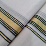 Kerala Handloom Set Mundu Dark green with Gold Borders (3) - Image 3