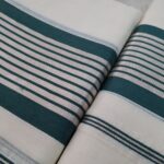 Kerala Handloom Set Mundu with Green and Silver Borders (8) - Image 2