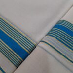 Kerala Handloom Set Mundu with Sky Blue Borders (9) - Image 3