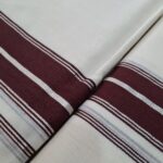 Kerala Handloom Set Mundu with Maroon Borders (7) - Image 3