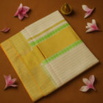 Kerala Handloom Green with Gold Kasavu Saree (5) - Image 2