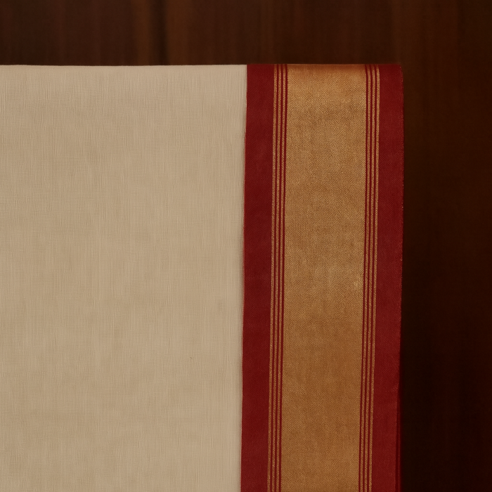 Kerala Handloom Red Stripe with Kasavu Saree (3) - Image 3