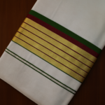 Kerala Handloom Green and Maroon Stripe with Kasavu Saree (7) - Image 2