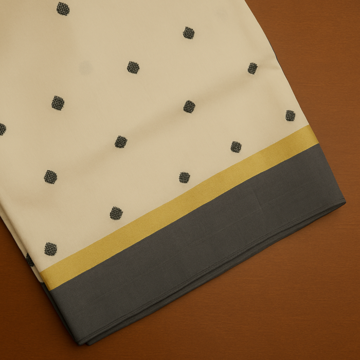 Kerala Handloom Golden Midnight Stripes Saree (24) - Image 2