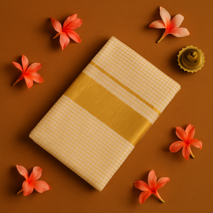 ChatGPT Image Aug 18, 2025, 02_28_18 PM Kerala Handloom Golden Elegance Saree (27) - Image 1