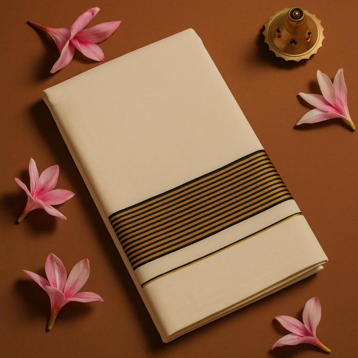 ChatGPT Image Aug 19, 2025, 02_32_22 PM Kerala Handloom Light Brown with Golden Elegance Saree (30) - Image 1