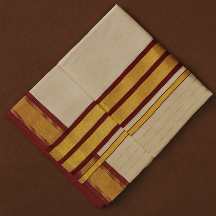Kerala Handloom Red with Golden Elegance Saree (31) - Image 2