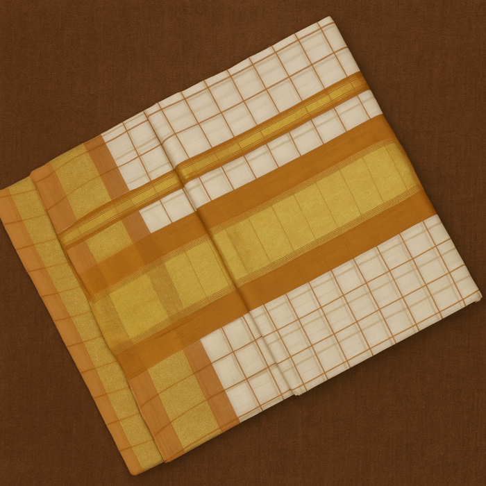 Kerala Handloom Light Brown with Golden Elegance Saree (29) - Image 2