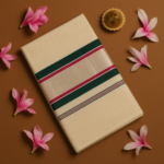 Kerala Handloom Multicolor Green and Pink with Silver Kasavu Saree (2)