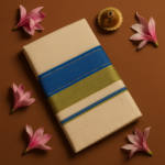 Kerala Handloom Sky Blue with Gold Kasavu ( Zari) Off- white Saree (9)