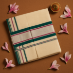 Kerala Handloom Multicolor Green and Pink with Silver Kasavu Saree (2) - Image 2