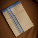 Kerala Handloom Sky blue with Silver Striped Dhoti (20) - Image 2
