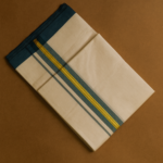 Kerala Handloom Green with Golden Striped Dhoti (26) - Image 2