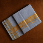 Kerala Handloom Blue with Golden Striped Dhoti (30) - Image 2