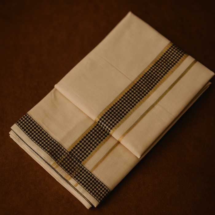 Kerala Handloom Golden Elegance Dhoti (31) - Image 2