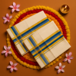 Kerala Handloom Set Mundu with Multicolor Borders (20) - Image 2