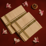 Kerala Handloom Set Mundu with Gold Borders (18) - Image 2