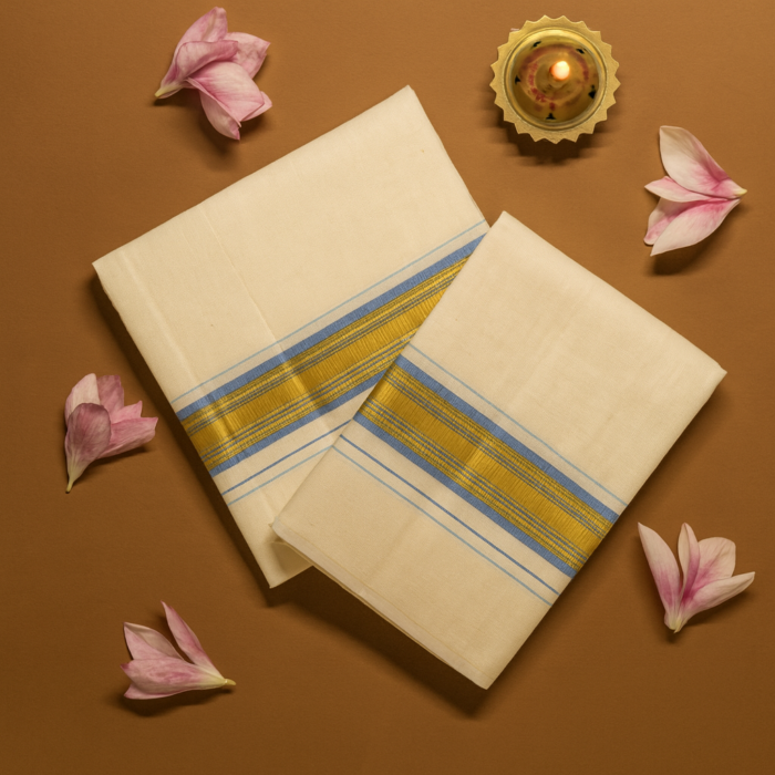 ChatGPT Image Aug 5, 2025, 04_08_54 PM Kerala Handloom Set Mundu with Golden Borders (29) - Image 1