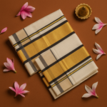 Kerala Handloom Set Mundu Black with Golden Borders (34) - Image 2