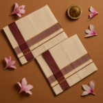 Kerala Handloom Set Mundu with Maroon Borders (43) - Image 2