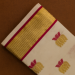 Kerala Handloom Lotus Motif with Golden Kasavu Saree (11) - Image 2