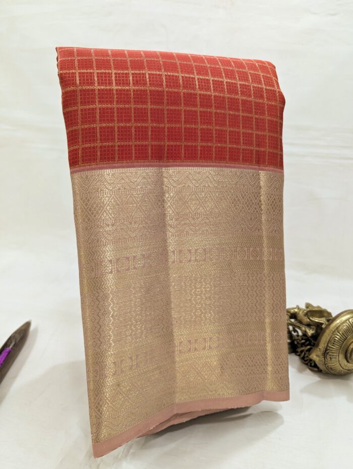 Pure Red Kanchipuram Silk Saree (12) - Image 2