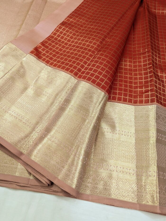 Pure Red Kanchipuram Silk Saree (12) - Image 3