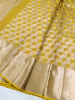 Pure Kanchipuram Yellow Silk Saree (13) - Image 2